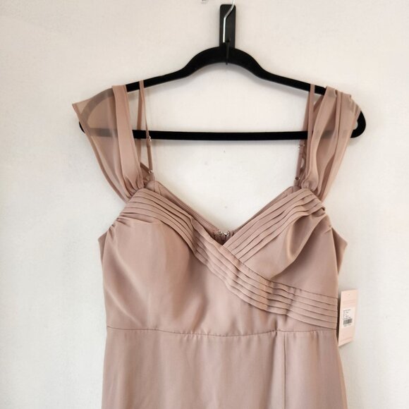 Birdy Grey Spence Bridesmaids Dress Taupe Full Length Chiffon Convertible M - Picture 4 of 13